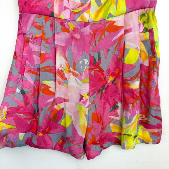 NWT Trina Turk Marcel Floral Romper Pleated Shorts Pink - 4 - Picture 3 of 9